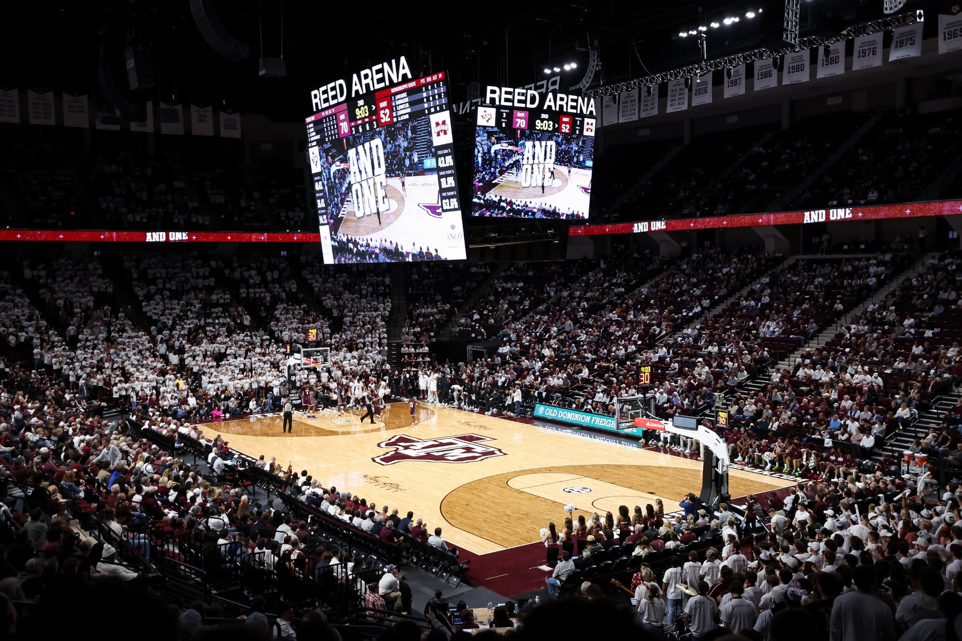 COLLEGE STATION, TX - January 21, 2026 - Wide shot during the game between the Mississippi St. Bulldogs and the Texas A&M Aggies at Reed Arena in College Station, TX. Photo By Bailee Wagner/Texas A&M Athletics